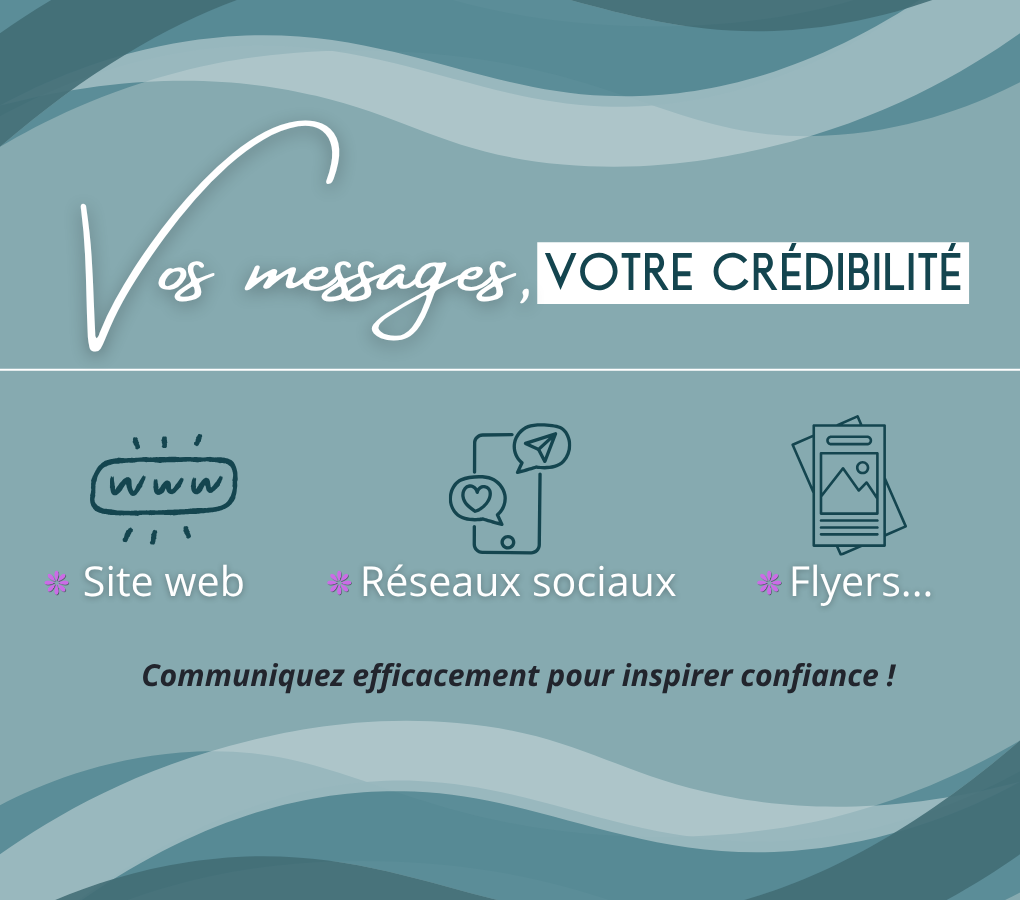 Visuel illustrant l'importance de supports de communication clairs et cohérents pour renforcer la confiance des clients : site web, réseaux sociaux, flyers, etc.